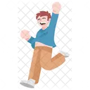 Cute Male People Happy and Cheering  Icon