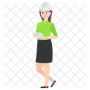 Female Engineer Architect Builder Icon