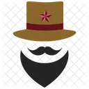 Mustache And Top Hat Beard Sheriff Icon